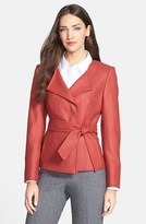 Thumbnail for your product : Santorelli Belted Textured Wool Jacket