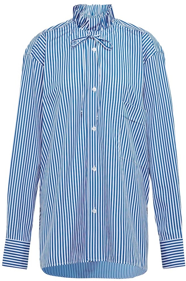 Plan C Striped cotton poplin shirt