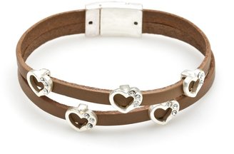 Edge West Maya Silver & Leather Heart Bracelet