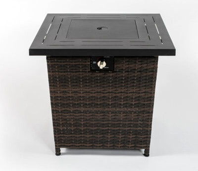Propane Gas Fire Pit Table, 50000 BTU Square Steel Fire Pit With Beautiful Wicker Base