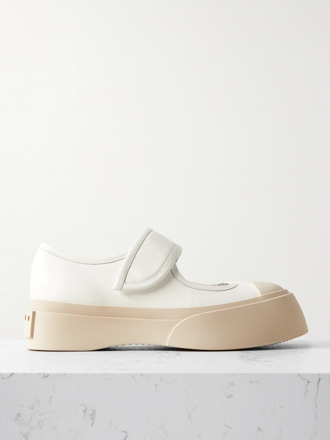 Marni Pablo Leather Mary Jane Platform Sneakers - White