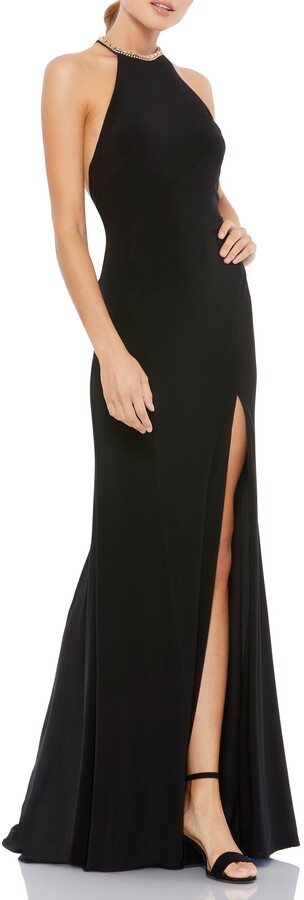 black halter gown