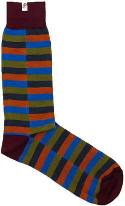 40 Colori - Burgundy Split Stripes Organic Cotton Socks