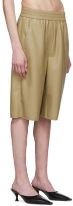 Nanushka Khaki Vegan Leather Yolie Long Shorts