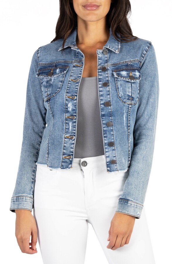 cropped denim jacket frayed