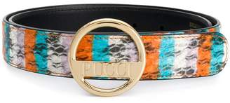 Emilio Pucci Striped Ayers Logo Buckle Belt