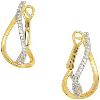 Frederic Sage 18K Yellow Gold Small Diamond Crossover Hoop Earrings