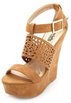Thumbnail for your product : Charlotte Russe Laser-Cut Platform Wedge Sandals