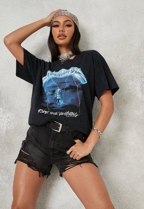 Missguided Black Washed Metallica Oversized T Shirt - ShopStyle