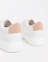 Thumbnail for your product : ASOS DESIGN Wide Fit Doro chunky lace up sneakers in white and beige
