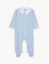 Thumbnail for your product : Petit Bateau Grid check cotton sleepsuit 3-24 months