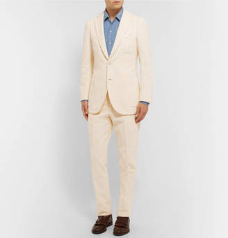 P. Johnson Cream Stretch Cotton-Blend Corduroy Suit Trousers