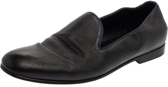 Giorgio Armani Black Leather Smoking Slippers Size 45 - ShopStyle