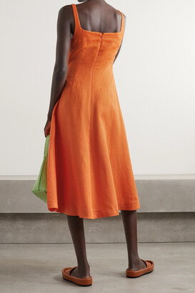 REJINA PYO Kit Button-embellished Woven Midi Dress - Orange