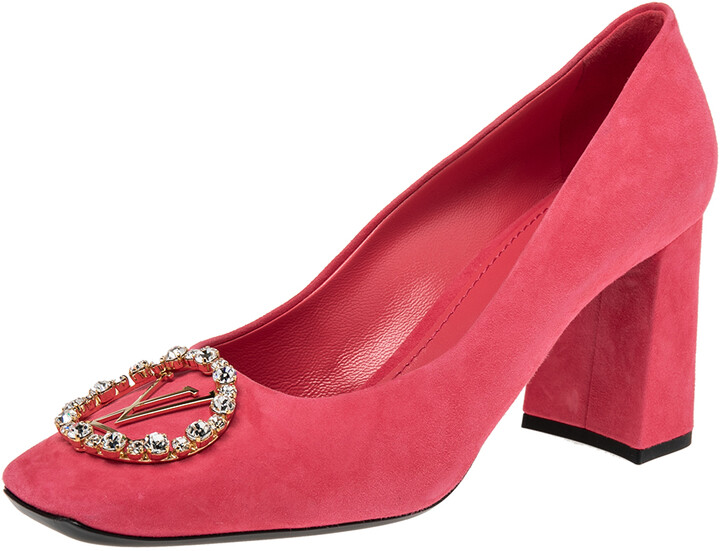 pink block heel shoes