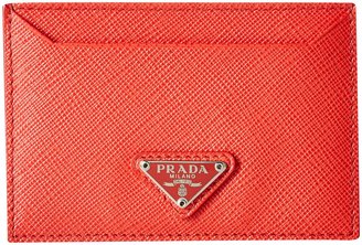 Prada Leather Card Case (Women) - Red - One Size