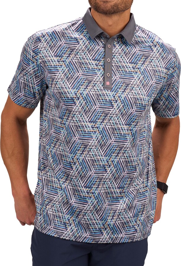 Black Clover Men's Lucky Lines Golf Polo, Large, Light Grey