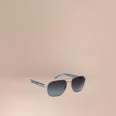 Thumbnail for your product : Burberry Square Frame Aviator Polarised Sunglasses
