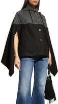 Thumbnail for your product : See by Chloe Plaid Wool Hooded Cape Coat