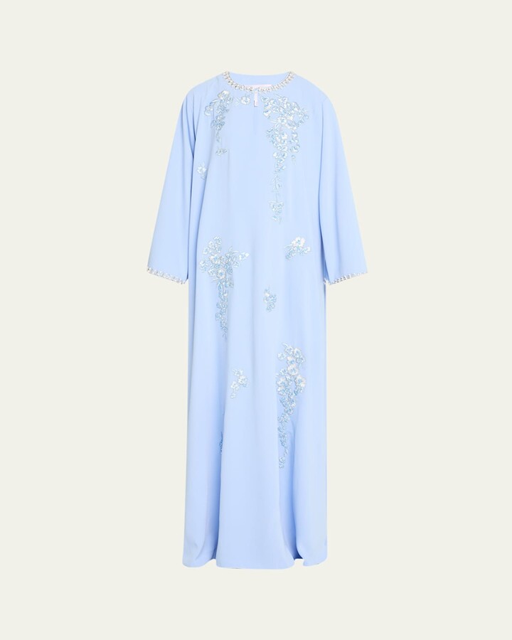 Carolina Herrera Embroidered Maxi Caftan Dress