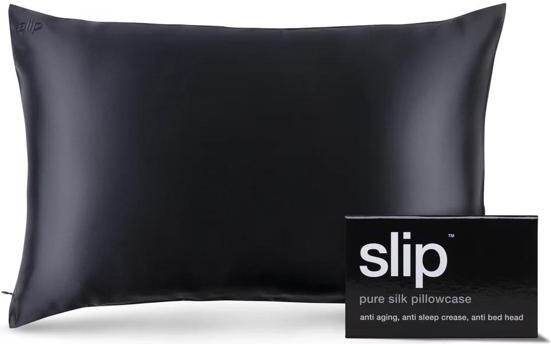 Slip 20' x 30' Queen Pure Silk Pillow Case, Soft & Durable - Black