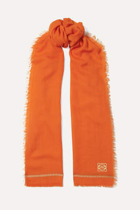 Loewe Embroidered Cashmere And Cotton-blend Scarf
