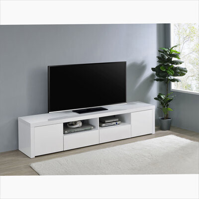 DSUNNER Garner White High Gloss 2-door TV Stand with Drawers