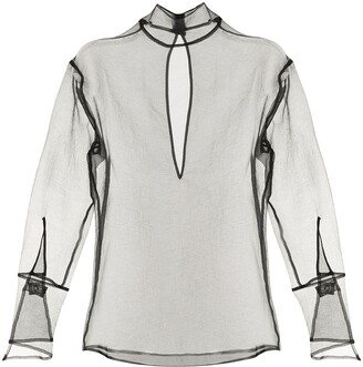 Sulvam Organdy high-neck blouse