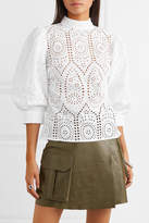 Thumbnail for your product : Ganni Broderie Anglaise Cotton Blouse - White