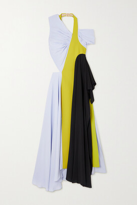 Nina Ricci Colour-block Cutout Gathered Silk Crepe De Chine Dress