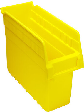 Quantum Storage Systems Economy Shelf Bin, nesting, 4-1/8"W x 11-5/8"L x 4"H, (7) divider slots, rear hanglock, molded-in label holder, polypropylene, case of 36