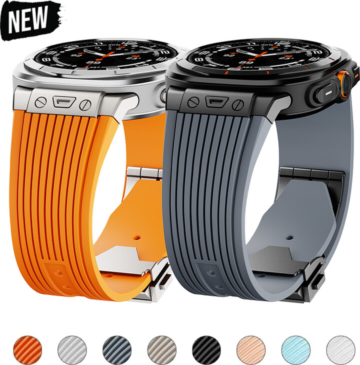 CAOWTAN Metal No Gaps Curved End Silicone Strap for Samsung Galaxy Watch 7 Ultra 47mm Luxury Sport Band for Galaxy 7 Ultra 47mm Bracelet