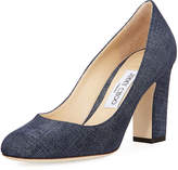 Thumbnail for your product : Jimmy Choo Billie Denim-Print Leather Pump, Blue