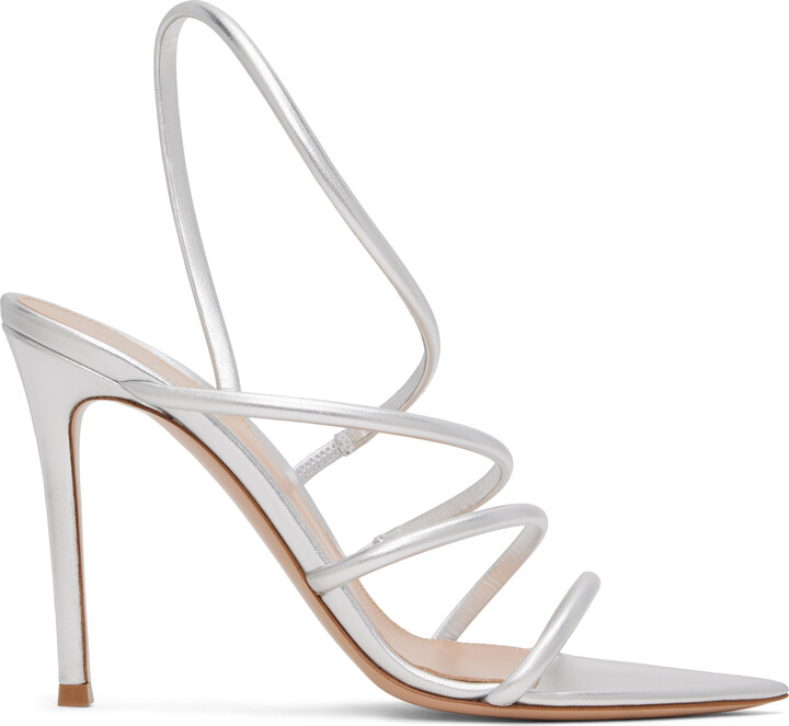 Gianvito Rossi Silver Ettie Heeled Sandals