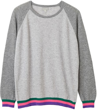 Carmen Grey Cashmere Jumper With Neon Stripes
