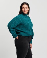 Thumbnail for your product : Atmos & Here Atmos&Here Curvy - Women's Blue Jumpers - Holly Cable Wool Blend Jumper - Size 24 at The Iconic