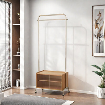 360° Mobile Coat Rack Large Dustproof Cabinet