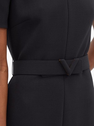 Valentino Belted Flared Cady Dress - Black