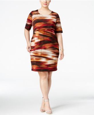 Connected Plus Size Printed Tiered Shift Dress