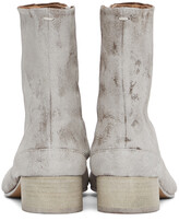 Thumbnail for your product : Maison Margiela Brown & White Painted Low Heel Tabi Boots