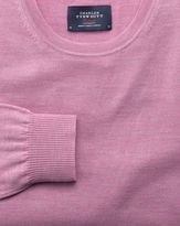 Thumbnail for your product : Charles Tyrwhitt Light Pink Merino Wool Crew Neck Sweater Size Medium