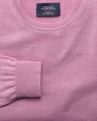 Charles Tyrwhitt Light Pink Merino Wool Crew Neck Sweater Size Medium
