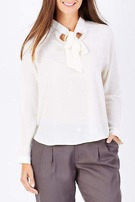 NEW bird keepers Womens Blouses The Neck Tie Blouse Tops
