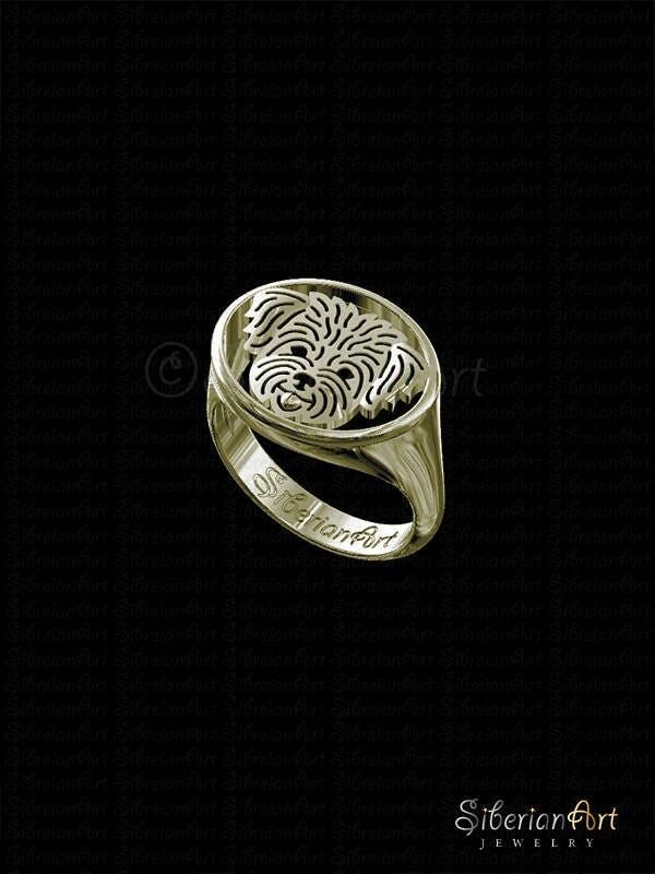 Etsy 14K Yellow Gold Bichon Frise Ring