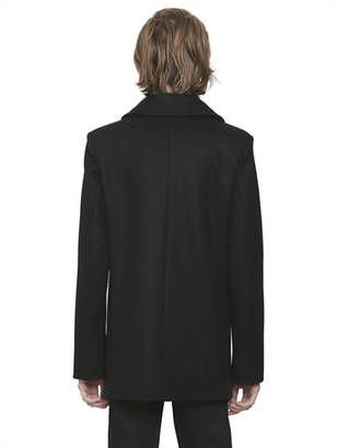 Saint Laurent Double Breasted Wool Cloth Peacoat