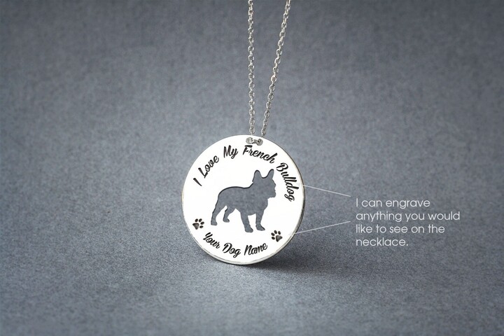 Etsy Personalized French Bulldog Disc Necklace Sterling Silver Pet Memorial