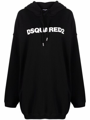 DSQUARED2 Logo-Print Hooded Sweatshirt Dress