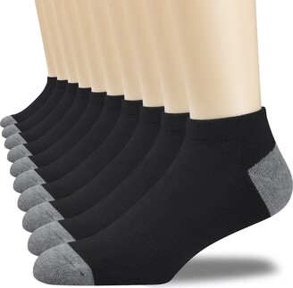 COOVAN 10 Pairs Mens Cushion Ankle Socks Men 10 Pack Low Cut Comfort  Breathable Casual Socks - black - Medium - ShopStyle