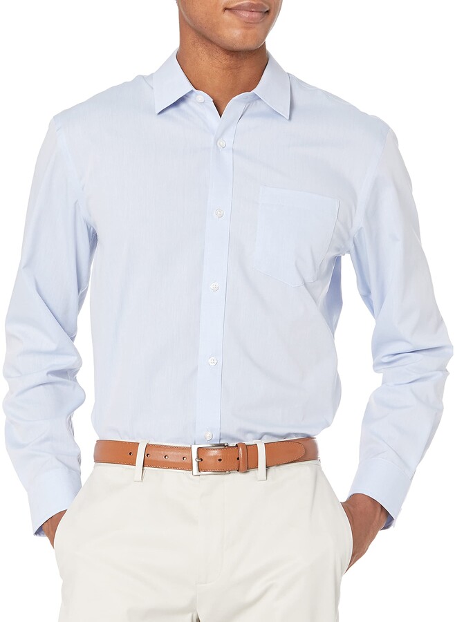 Essentials Men's Regular-Fit Long-Sleeve Solid Shirt