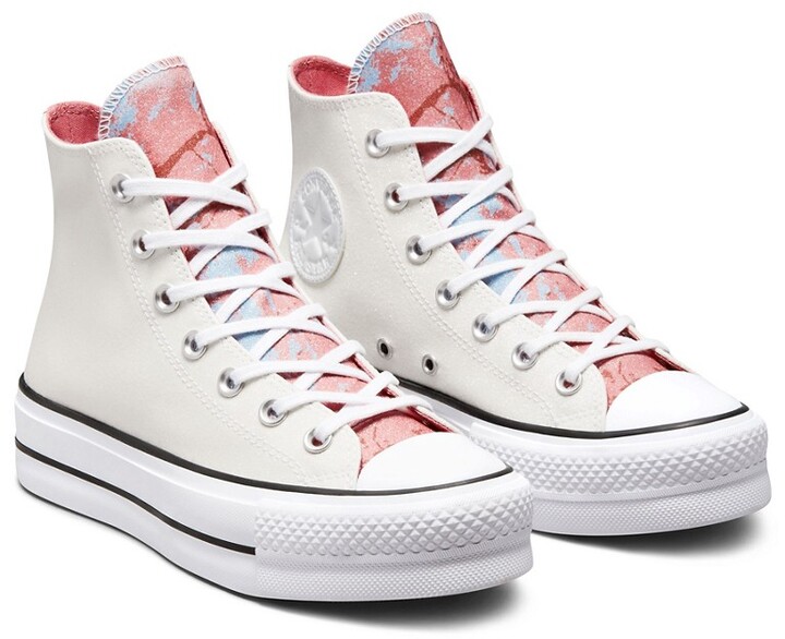 Converse Chuck Taylor All Star Ox Lift Hybrid Shine glitter platform  sneakers in white/multi - ShopStyle